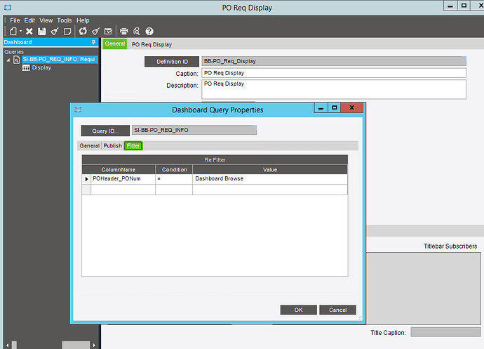 REQ Info Dashboard Filters