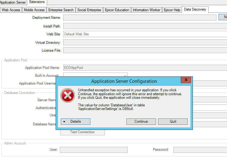 Data Discovery install 10.2.100.22 Error on Clicking New ERP 10