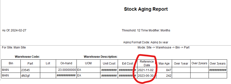 BAQ showing the latest sales STK CUS or production input STK