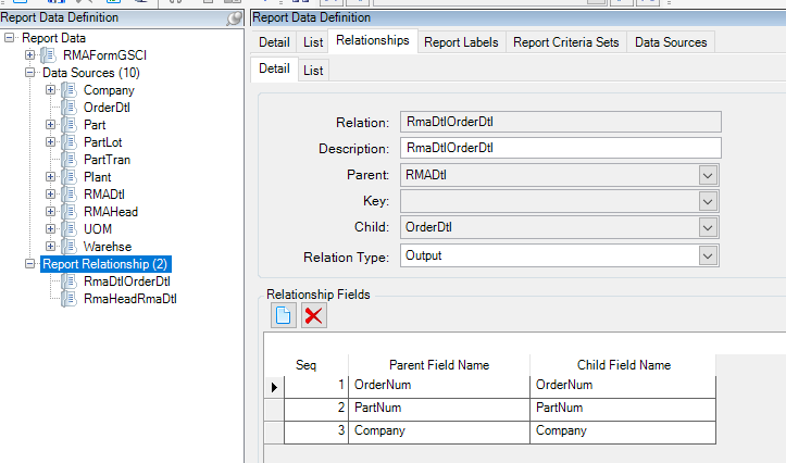 New Dataset and new data field - RMA Form - Epicor 11, SRSS - Kinetic ...