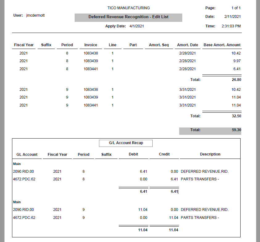 Deferred Revenue Recognition - Epicor ERP 10 - Epicor User Help Forum