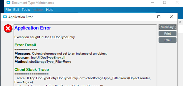 Document Type Maintenance Error 10.2.600 Epicor ERP 10 Epicor