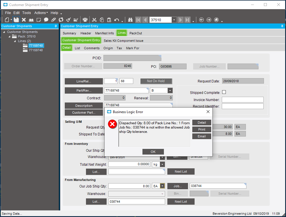 Cust Shipment BPM - Epicor ERP 10 - Epicor User Help Forum